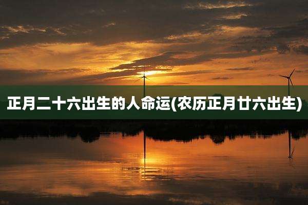 正月二十六出生的人命运(农历正月廿六出生)