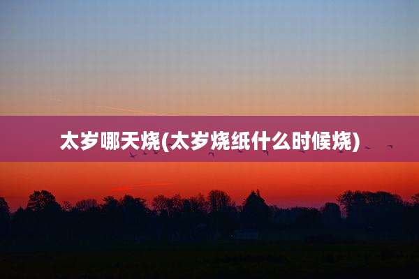太岁哪天烧(太岁烧纸什么时候烧)
