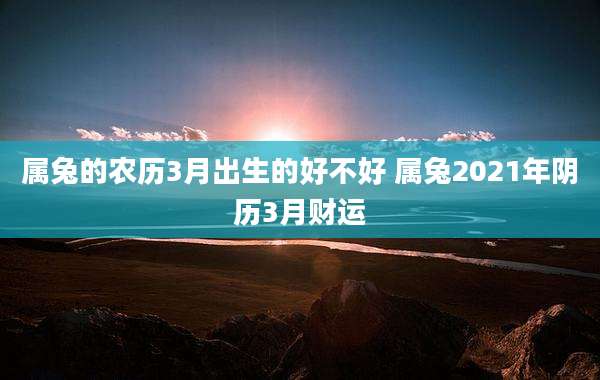 属兔的农历3月出生的好不好 属兔2021年阴历3月财运