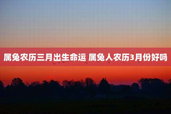属兔农历三月出生命运 属兔人农历3月份好吗