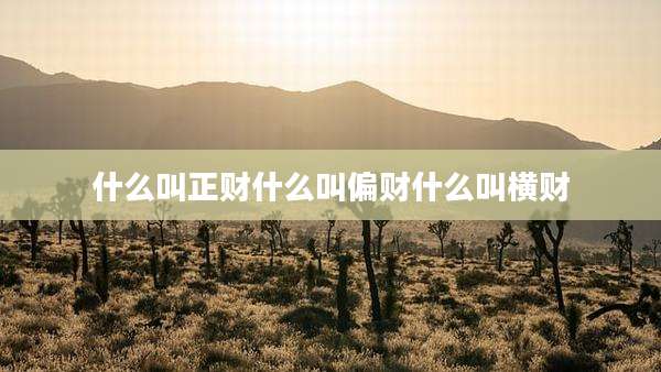 什么叫正财什么叫偏财什么叫横财