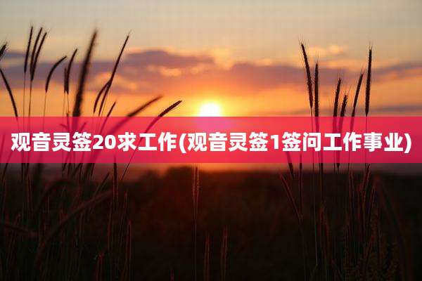 观音灵签20求工作(观音灵签1签问工作事业)