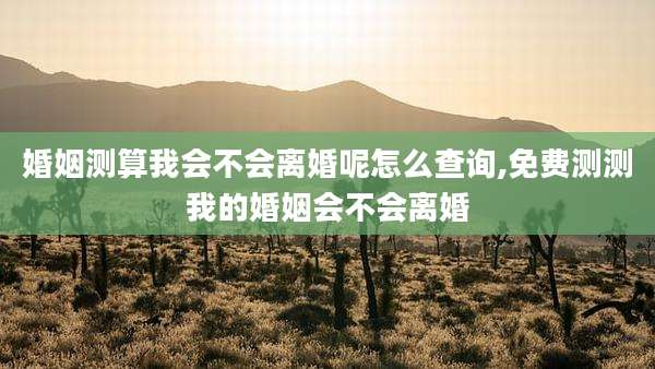 婚姻测算我会不会离婚呢怎么查询,免费测测我的婚姻会不会离婚