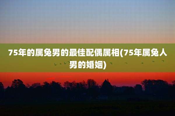75年的属兔男的最佳配偶属相(75年属兔人男的婚姻)