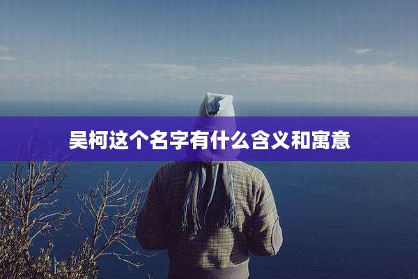 吴柯这个名字有什么含义和寓意