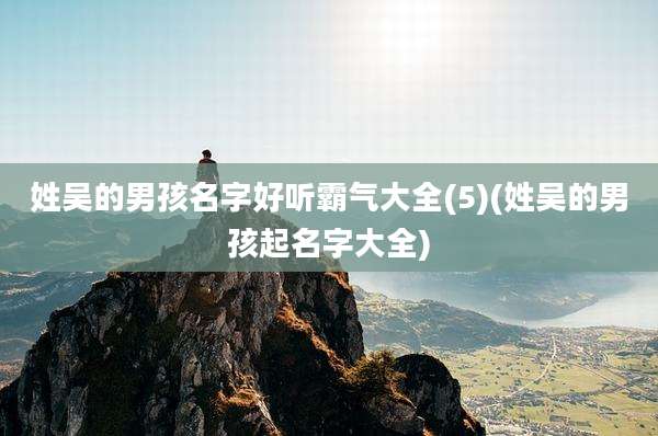姓吴的男孩名字好听霸气大全(5)(姓吴的男孩起名字大全)