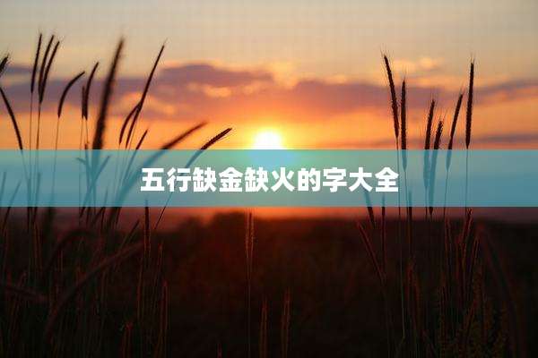 五行缺金缺火的字大全