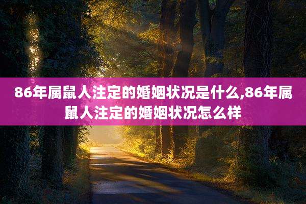 86年属鼠人注定的婚姻状况是什么,86年属鼠人注定的婚姻状况怎么样