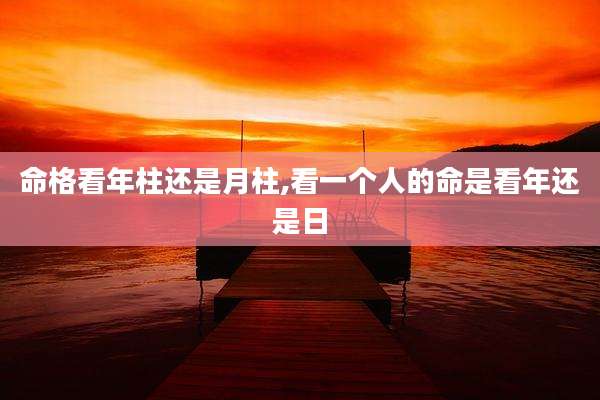 命格看年柱还是月柱,看一个人的命是看年还是日