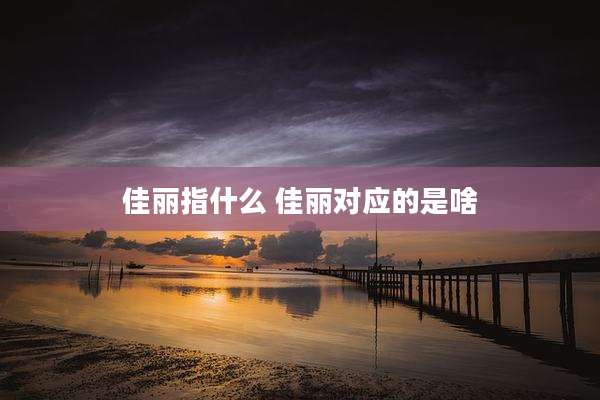 佳丽指什么 佳丽对应的是啥
