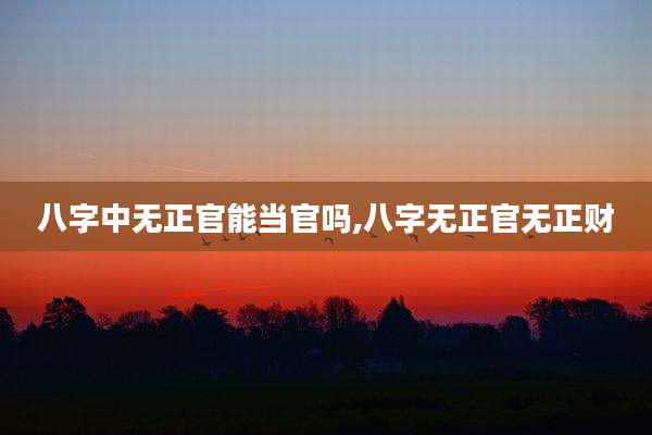 八字中无正官能当官吗,八字无正官无正财