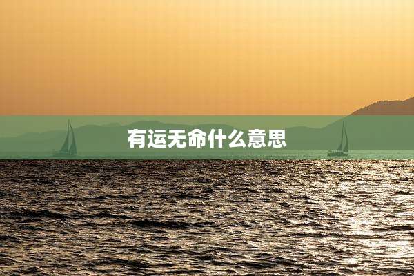 有运无命什么意思