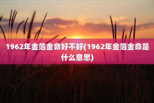 1962年金箔金命好不好(1962年金箔金命是什么意思)
