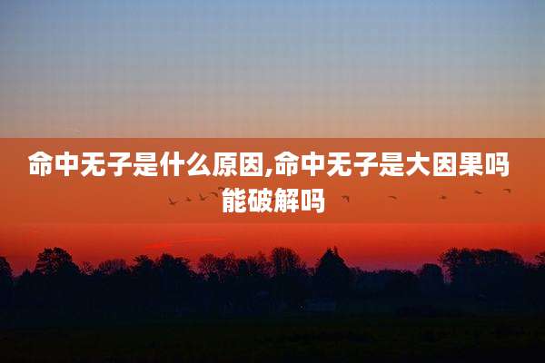 命中无子是什么原因,命中无子是大因果吗 能破解吗
