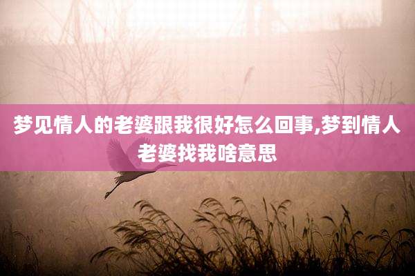 梦见情人的老婆跟我很好怎么回事,梦到情人老婆找我啥意思