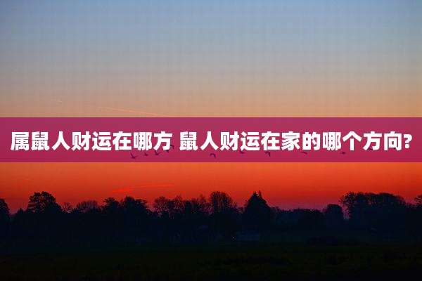 属鼠人财运在哪方 鼠人财运在家的哪个方向?