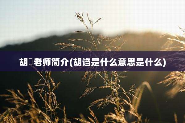 胡沨老师简介(胡诌是什么意思是什么)