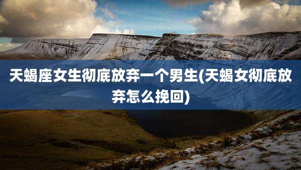 天蝎座女生彻底放弃一个男生(天蝎女彻底放弃怎么挽回)