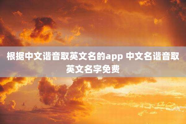 根据中文谐音取英文名的app 中文名谐音取英文名字免费