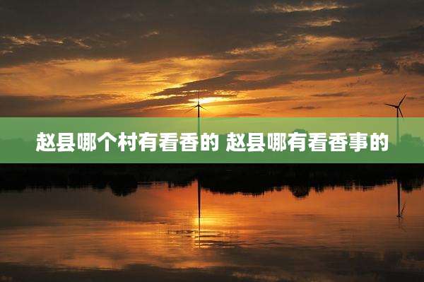 赵县哪个村有看香的 赵县哪有看香事的
