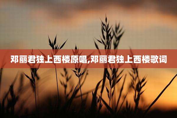 邓丽君独上西楼原唱,邓丽君独上西楼歌词