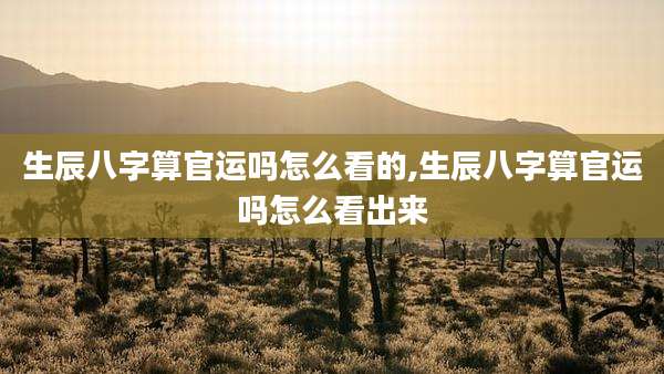 生辰八字算官运吗怎么看的,生辰八字算官运吗怎么看出来