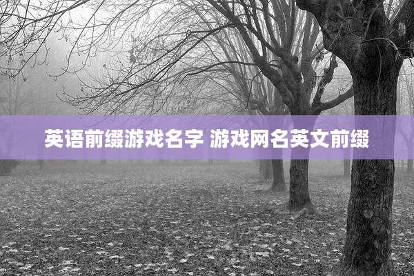英语前缀游戏名字 游戏网名英文前缀