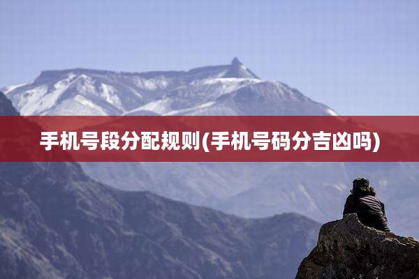 手机号段分配规则(手机号码分吉凶吗)