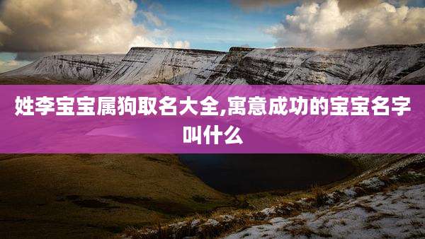 姓李宝宝属狗取名大全,寓意成功的宝宝名字叫什么