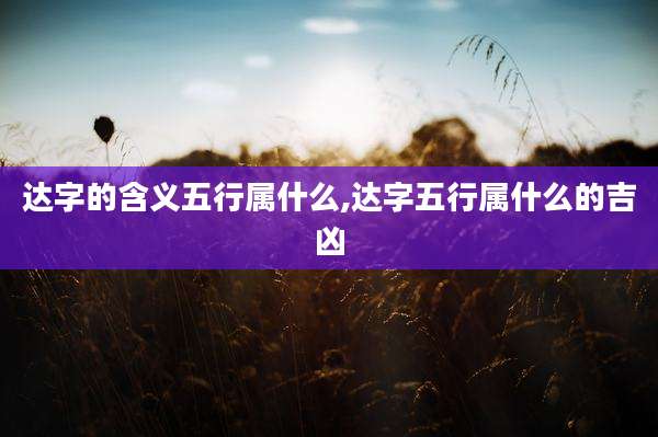 达字的含义五行属什么,达字五行属什么的吉凶