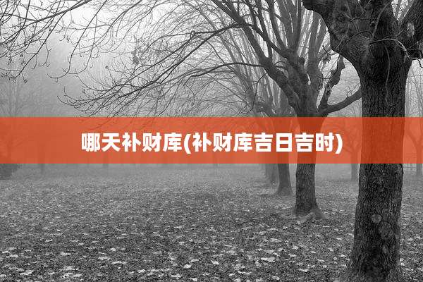 哪天补财库(补财库吉日吉时)