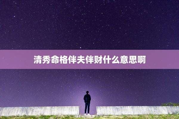 清秀命格伴夫伴财什么意思啊