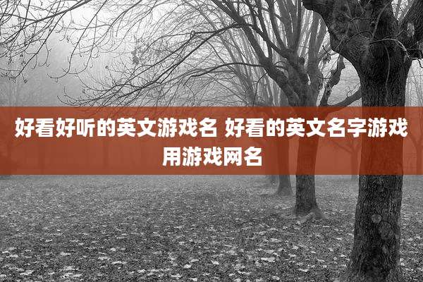 好看好听的英文游戏名 好看的英文名字游戏用游戏网名
