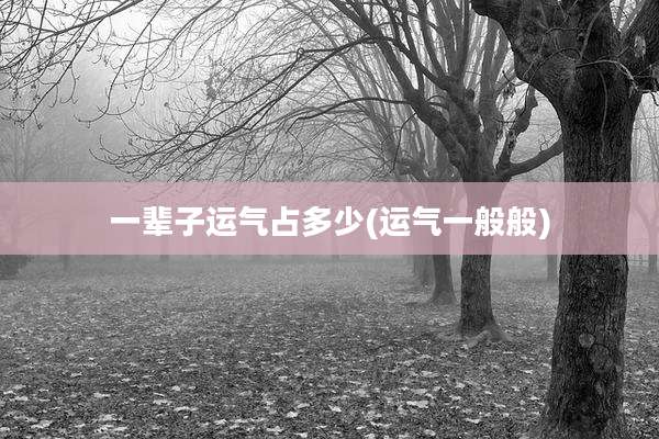 一辈子运气占多少(运气一般般)