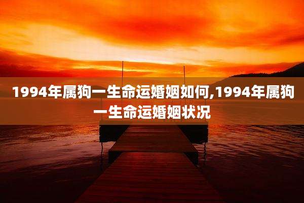1994年属狗一生命运婚姻如何,1994年属狗一生命运婚姻状况