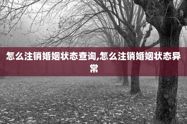 怎么注销婚姻状态查询,怎么注销婚姻状态异常