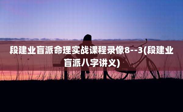 段建业盲派命理实战课程录像8--3(段建业盲派八字讲义)