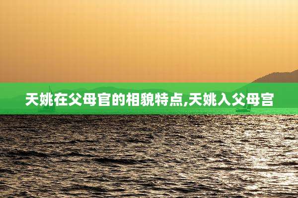 天姚在父母官的相貌特点,天姚入父母宫