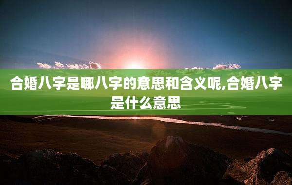 合婚八字是哪八字的意思和含义呢,合婚八字是什么意思