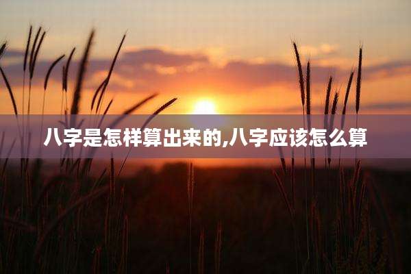 八字是怎样算出来的,八字应该怎么算