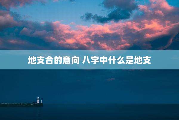 地支合的意向 八字中什么是地支