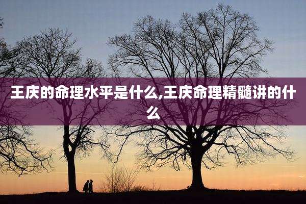 王庆的命理水平是什么,王庆命理精髓讲的什么