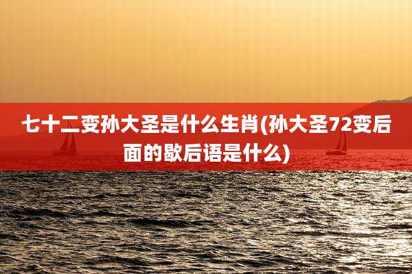 七十二变孙大圣是什么生肖(孙大圣72变后面的歇后语是什么)