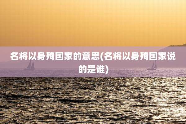 名将以身殉国家的意思(名将以身殉国家说的是谁)