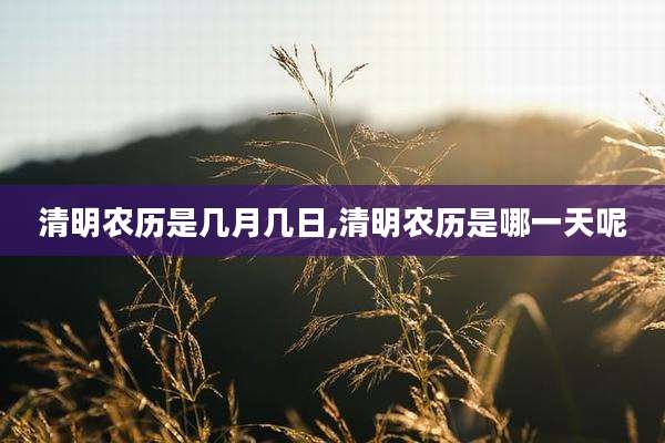 清明农历是几月几日,清明农历是哪一天呢