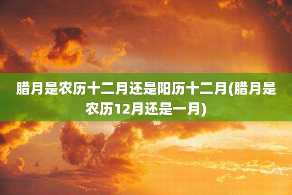 腊月是农历十二月还是阳历十二月(腊月是农历12月还是一月)