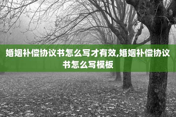 婚姻补偿协议书怎么写才有效,婚姻补偿协议书怎么写模板