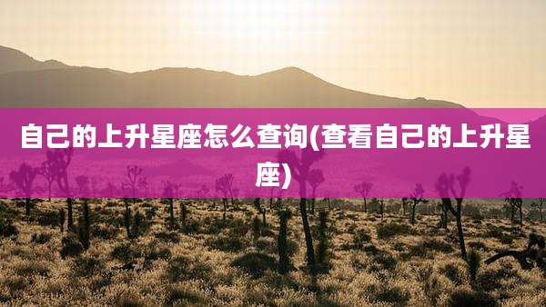 自己的上升星座怎么查询(查看自己的上升星座)