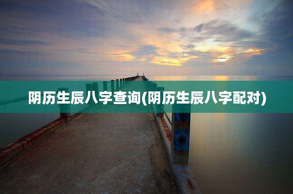 阴历生辰八字查询(阴历生辰八字配对)