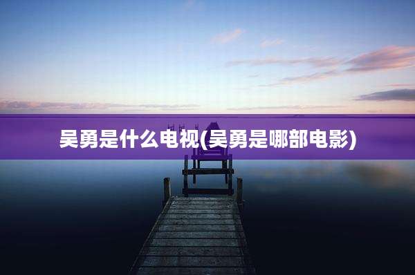 吴勇是什么电视(吴勇是哪部电影)